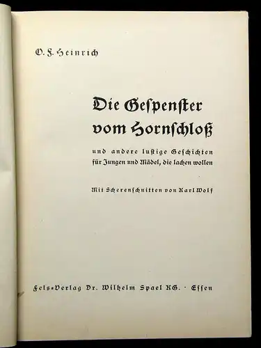 Heinrich Die Gespenster vom Hornschloss und andere lustige Geschichten um 1930