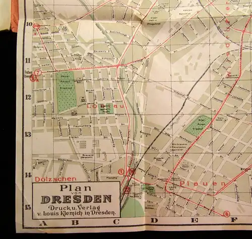 Bär der gute Plan von Dresden mit Straßen- Verzeichnis 50 x 65 cm um 1925 Guide