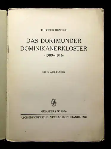 Rensing Dortmunder Dominikanerkloster (1309-1816) 1936 mit 56 Abbildungen