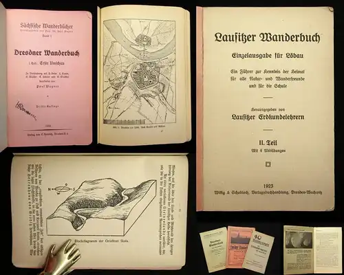 3 Wanderbücher 1934,1923 Lausitzer Wanderbuch,Dresdner Wanderbuch,40 Wanderungen