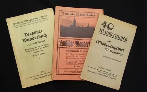 3 Wanderbücher 1934,1923 Lausitzer Wanderbuch,Dresdner Wanderbuch,40 Wanderungen