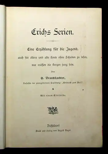 Brandstädter Erich´s Ferien um 1905 Eine Erzählung für die Jugend Literatur