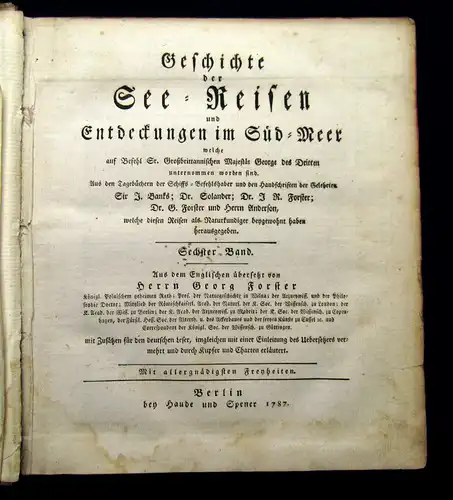 Banks 1787 Geschichte der See-Reisen und Entdeckungen im Süd-Meer, welche ...