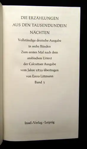 Littmann, Enno 1854 Die Erzählungen aus den Tausendundein Nächten - 6 Bde.