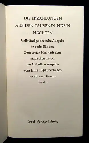 Littmann, Enno 1854 Die Erzählungen aus den Tausendundein Nächten - 6 Bde.