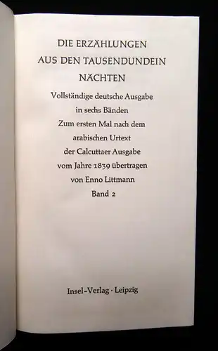 Littmann, Enno 1854 Die Erzählungen aus den Tausendundein Nächten - 6 Bde.