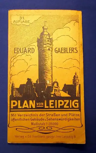 Eduard Gaeblers Plan von Leipzig Maßstab 1:20000 um 1930 Straßenverzeichnis