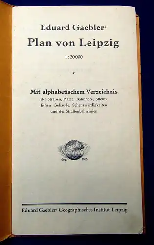 Eduard Gaeblers Plan von Leipzig Maßstab 1:20000 um 1930 Straßenverzeichnis