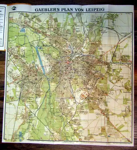 Eduard Gaeblers Plan von Leipzig Maßstab 1:20000 um 1930 Straßenverzeichnis