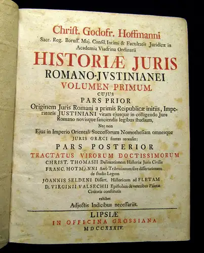 Hoffmann 1726-1734 Historiae Juris Romano-Justinianei - 2 Bde.