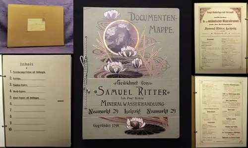 Documenten -Mappe Jugendstil um 1900 Gewidmet von Samuel Ritter Inh.Paul Röhre