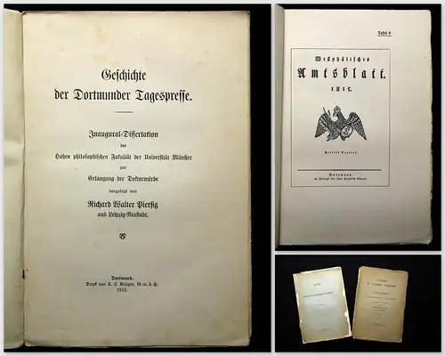 Piersig Geschichte der Dortmunder Tagespresse+ Tafeln zur Geschichte 1915