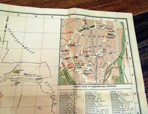 Straßenplan der Kreisstadt Zwickau 51 x63 cm um 1915 Ortskunde Führer Guide