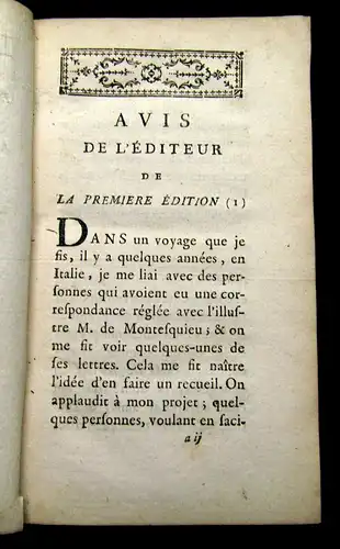 Montesquin, Ch. 1768 Lettres Familiere - Nouvelle Edition