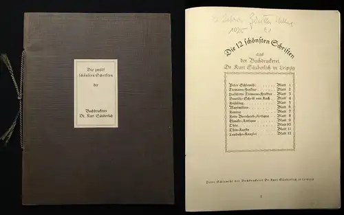 Die 12 schönsten Schriften Buchdruckerei Säuberlich 1922 selten Schriftgießerei