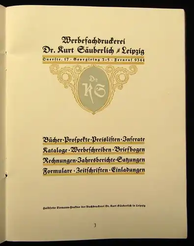 Die 12 schönsten Schriften Buchdruckerei Säuberlich 1922 selten Schriftgießerei