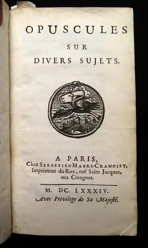 Bouhours 1684 Opuscules sur divers sujets- Lettre a un seigneur de la cour [...]