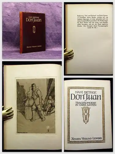 Bethge Don juan Tragikömödie in drei Akten um 1910 Radierung von Erich Gruner