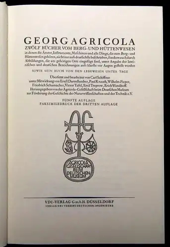 Agricola Vom Bergwerck 12 Bücher 1556, Faksimile 1978 Geschichte Erzählungen