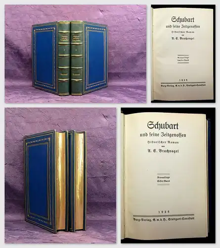 Brachvogel Schubart und seine Zeitgenossen 2 Bde 1926 Buchbinder-Handeinband