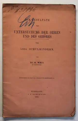 Orig. Prospekt Resultate Untersuchung der Ohren & des Gehöres 1882 Medizin sf