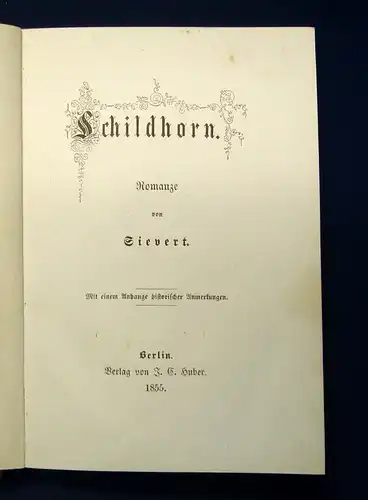 Sievert Schildhorn Romanze 1855 sehr selten Klassiker Belletristik Lyrik js