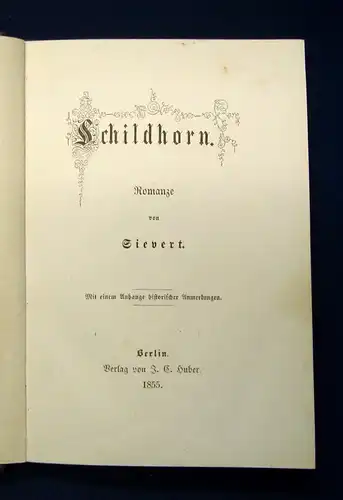 Sievert Schildhorn Romanze 1855 sehr selten Klassiker Belletristik Lyrik js