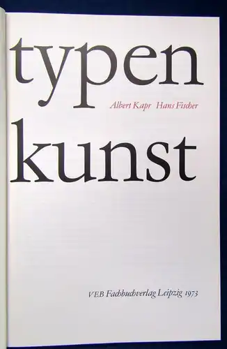 Fischer Typenkunst Typo Art, 50 Abbildungen 1973 Schriftarten Technik Druck js