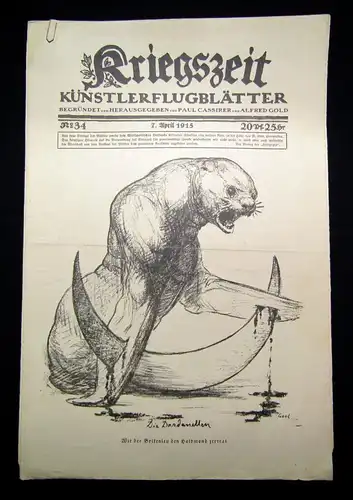 Cassirer Kriegszeit Künstlerflugblätter Nr.34 4 Original Lithographien 1915