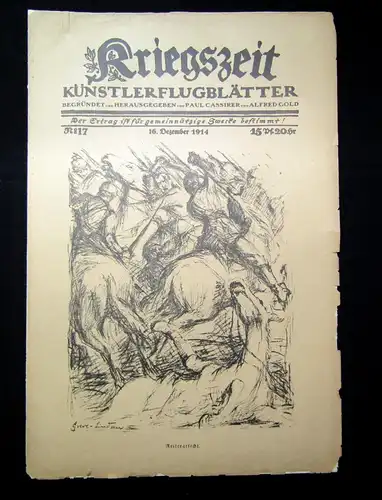 Cassirer Kriegszeit Künstlerflugblätter Nr.17 4 Original Lithographien 1914