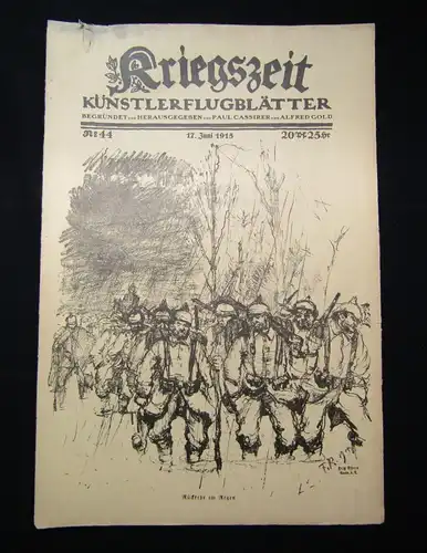 Cassirer Kriegszeit Künstlerflugblätter Nr.44 4 Original Lithographien 1915