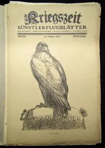 Cassirer Kriegszeit Künstlerflugblätter Nr.55, 15.Oktober 1915 August Gaul