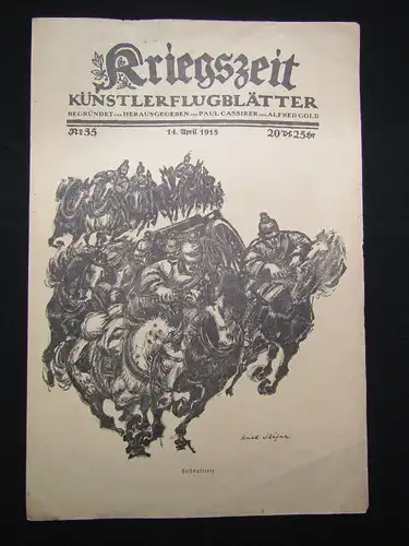 Cassirer Kriegszeit Künstlerflugblätter Nr.35 4 Original Lithographien 1915