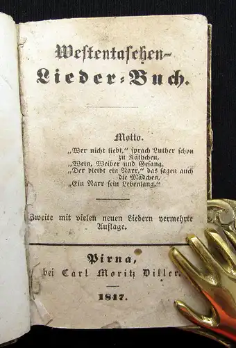 Westentaschen-Liederbuch Minibuch 1817 Literatur A B C D wenn ich dich seh