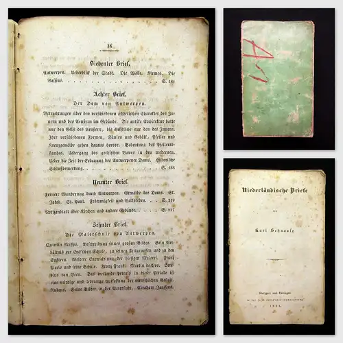 Schnaase Niederländische Briefe 1834 Geschichte Literatur Reisehandbuch