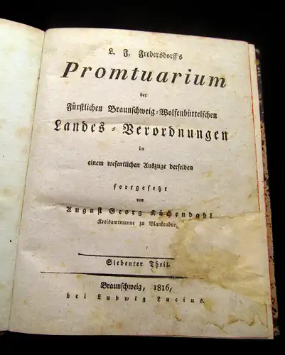 Promtuarium, Landesverordnungen, Braunschweig-Wolfenbüttel, 1816, Fredersdorff