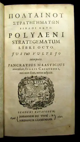 Polyaeni strategematum libri octo, 1691, Kupfertitel, Militär, Militaria