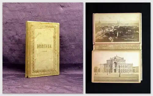 Fotoleporello mit 16 Or. Fotographien von Dresden im Pergamenteinband um 1890