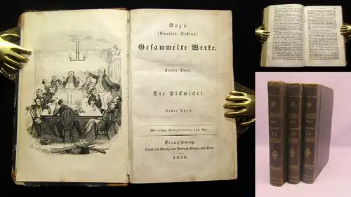 Charles Dickens, Die Pickwicker, 1839, Boz`s gesammelte Werke, Federzeichnung