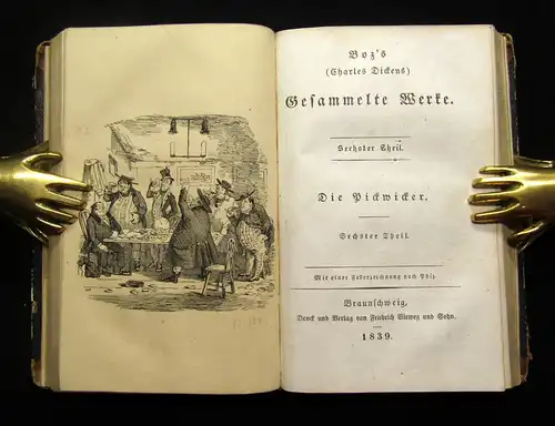 Charles Dickens, Die Pickwicker, 1839, Boz`s gesammelte Werke, Federzeichnung