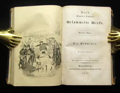 Charles Dickens, Die Pickwicker, 1839, Boz`s gesammelte Werke, Federzeichnung