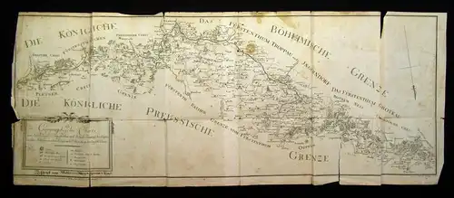 Büsching Geographische Carte der preussisch- böhmischen Grenze sehr selten 1776
