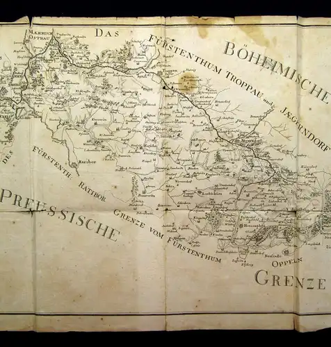 Büsching Geographische Carte der preussisch- böhmischen Grenze sehr selten 1776