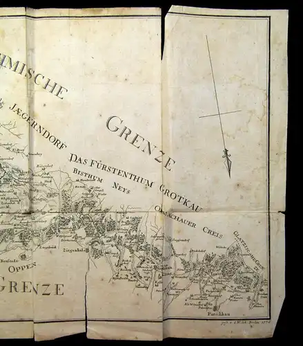 Büsching Geographische Carte der preussisch- böhmischen Grenze sehr selten 1776