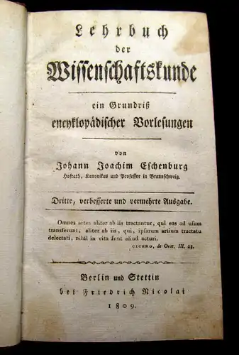 Lehrbuch der Wissenschaftskunde, encyklopädische Vorlesungen, 1809