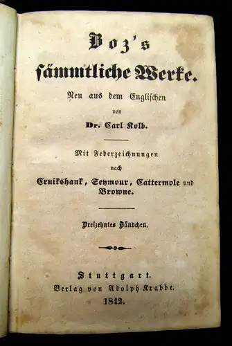 Master Humphreys Wanduhr, Charles Dickens, 1842, Boz`s sämmtliche Werke, 3 Bde.