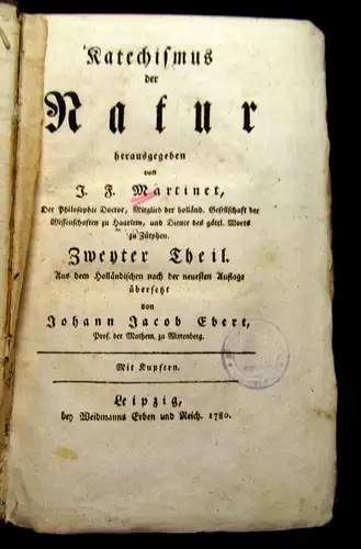 Katechismus der Natur, Martinet, 1779, zahlreiche Kupfertafeln, Aufklärung