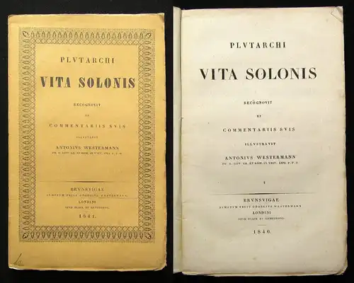 Westermann Plutarchi Vita Solonis 1840 Philosophie Belletristik js