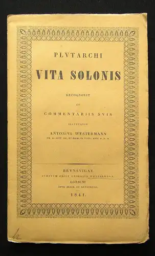 Westermann Plutarchi Vita Solonis 1840 Philosophie Belletristik js