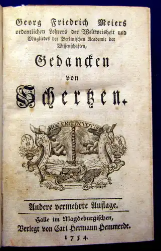 Meiers, Georg Friedrich 1753/1754 Gedanken von Schertzen am